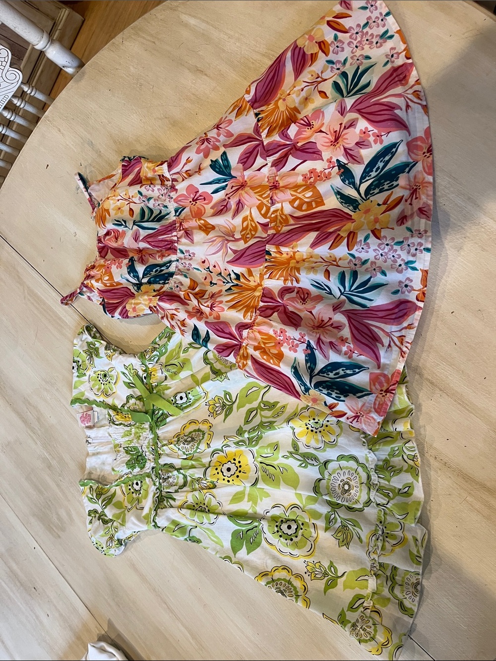 Two Girls Floral Sundress Set in Pink, Orange, Yellow & Green